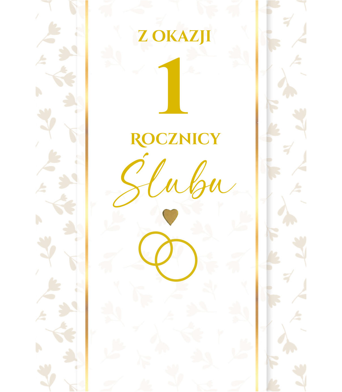 Kartka z okazji 1 rocznicy ślubu zdobiona złoceniami DK1333
