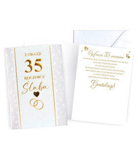 Kartka na 35 Rocznicę Ślubu bogato zdobiona DK1340