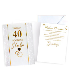 Kartka na 40 Rocznicę Ślubu Rubinowe Gody DK1341