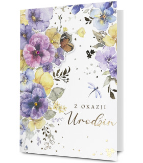 Kartka na urodziny pięknie zdobiona cyrkoniami HM3423