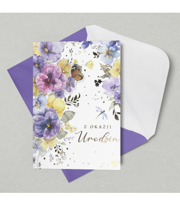 Kartka na urodziny pięknie zdobiona cyrkoniami HM3423