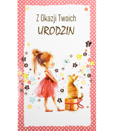Kartka na urodziny dla dziewczynki z kieszonką na prezent 17A6063
