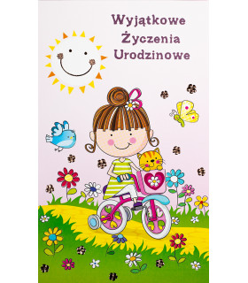 Kartka urodzinowa dla dziewczynki z kieszonką na prezent 17A6017