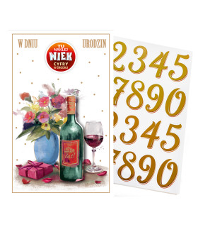 Kartka urodzinowa z cyframi do naklejenia wieku ABCR9