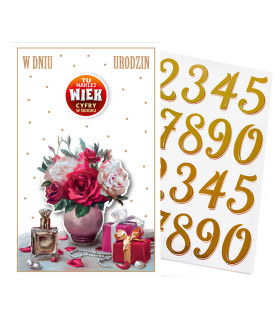 Kartka na urodziny z cyframi do naklejenia wieku ABCR10