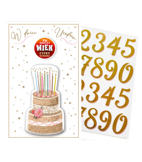 Kartka na urodziny z cyframi do naklejenia wieku ABCR11