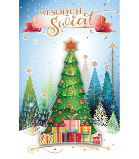 Kartka na Święta pięknie zdobiona Choinka ABBN26