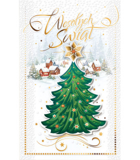 Kartka świąteczna z życzeniami, piękna Choinka ABBN28