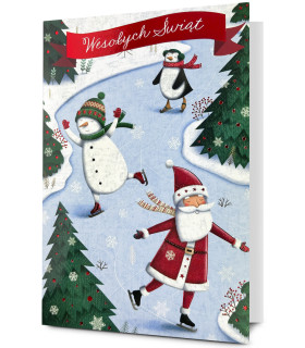 Kartka z Mikołajem zdobiona folią holograficzną KStar156