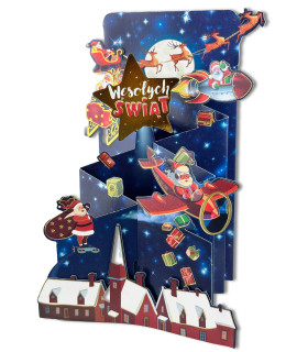 Kartka świąteczna zabawna z Mikołajem, przestrzenna 3D HM1169