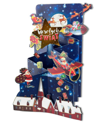 Kartka świąteczna zabawna z Mikołajem, przestrzenna 3D HM1169