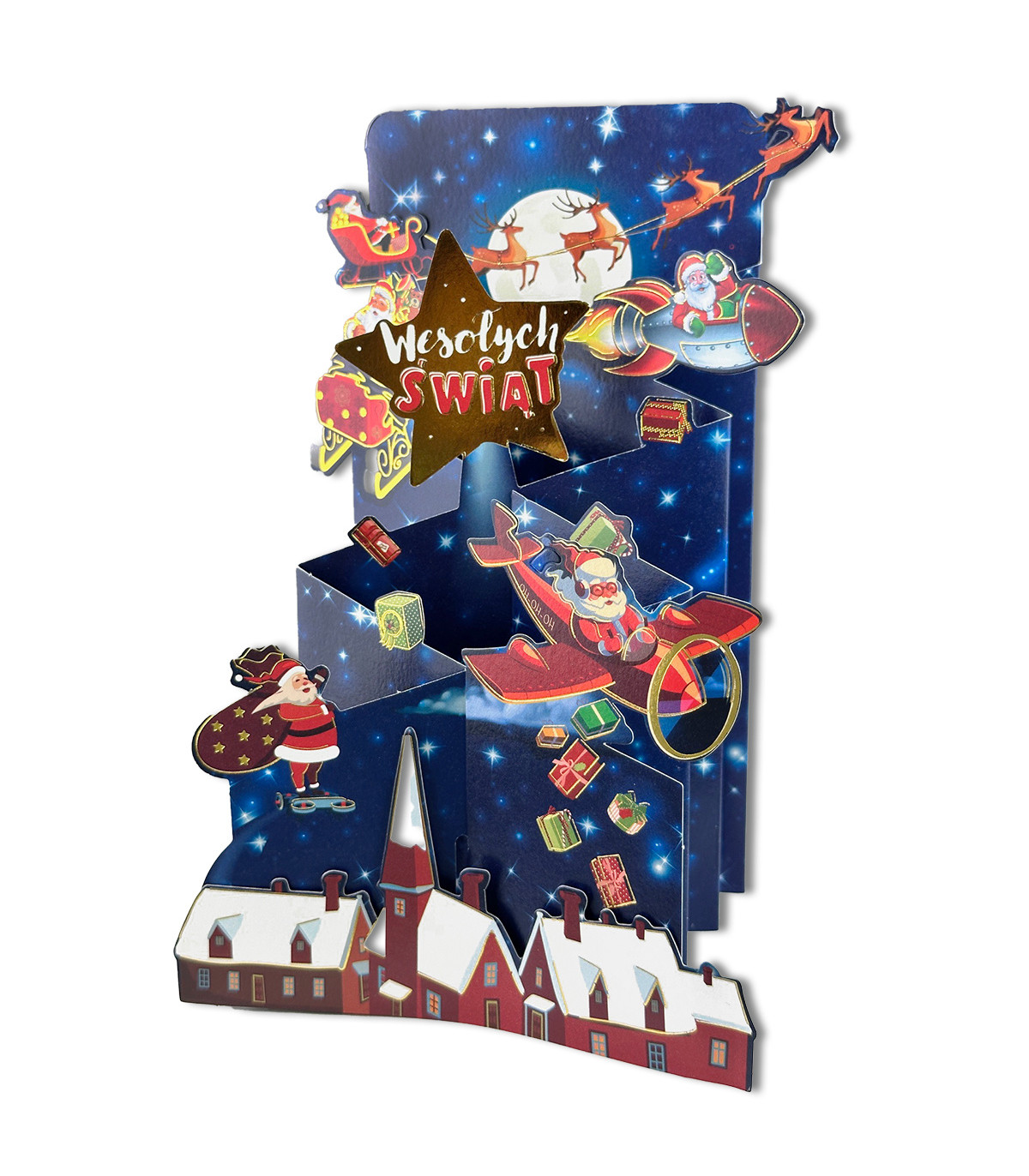 Kartka świąteczna zabawna z Mikołajem, przestrzenna 3D HM1169