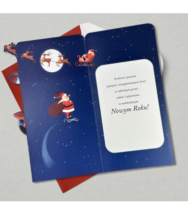 Kartka świąteczna zabawna z Mikołajem, przestrzenna 3D HM1169
