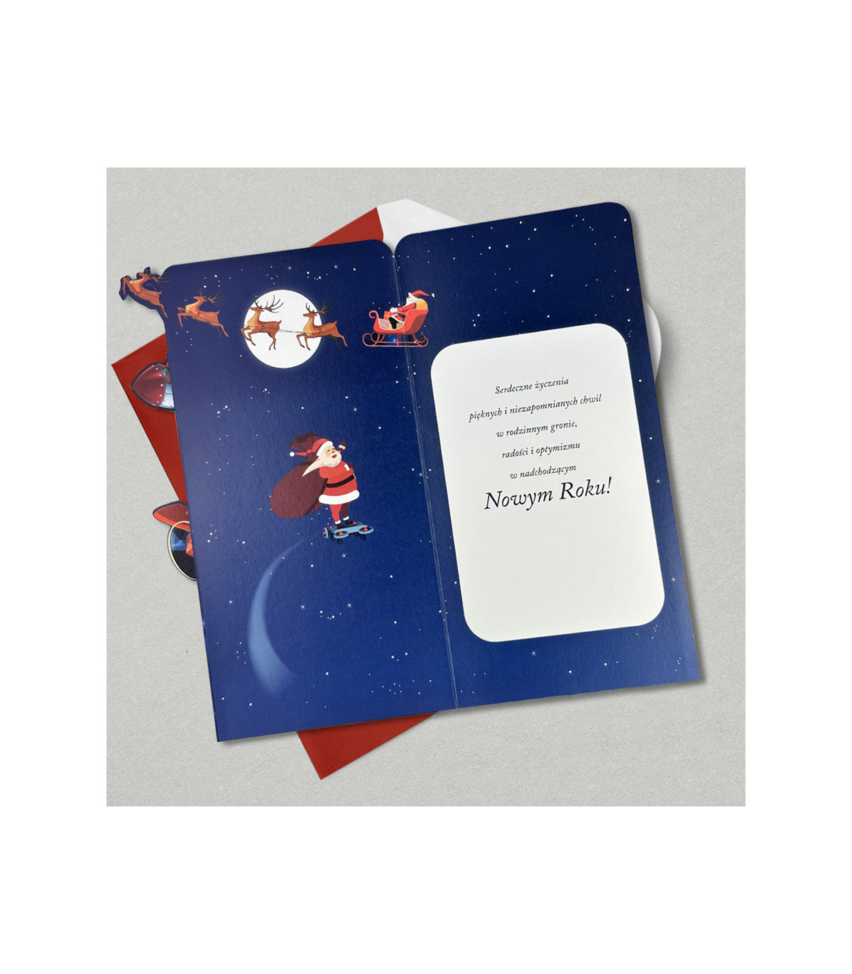 Kartka świąteczna zabawna z Mikołajem, przestrzenna 3D HM1169