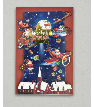 Kartka świąteczna zabawna z Mikołajem, przestrzenna 3D HM1169