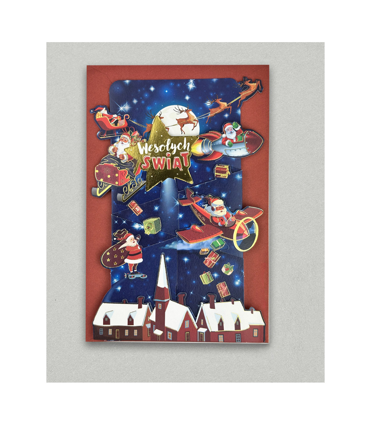 Kartka świąteczna zabawna z Mikołajem, przestrzenna 3D HM1169