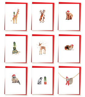 Mini Kartki świąteczne mix 9 szt. karnecików bilecików z kopertą LMZ5