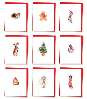 Mini Kartki świąteczne mix 9 szt. karnecików bilecików z kopertą LMZ6