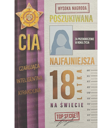 Kartka na 18 urodziny dla Dziewczyny, zabawna  4K122