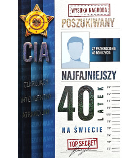 Kartka na 40 urodziny dla Mężczyzny, z żartem 4K125