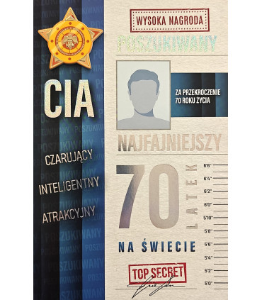 Kartka na 70 urodziny dla Mężczyzny, z humorem 4K131