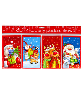 Etui na prezenty świąteczne, mikołajkowe zestaw 4 szt KPL2