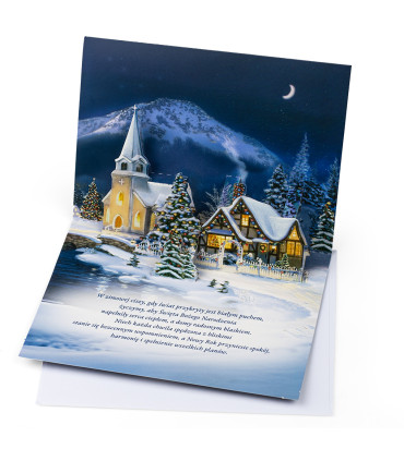 Kartka świąteczna przestrzenna 3D pejzaż zimowy NNP8