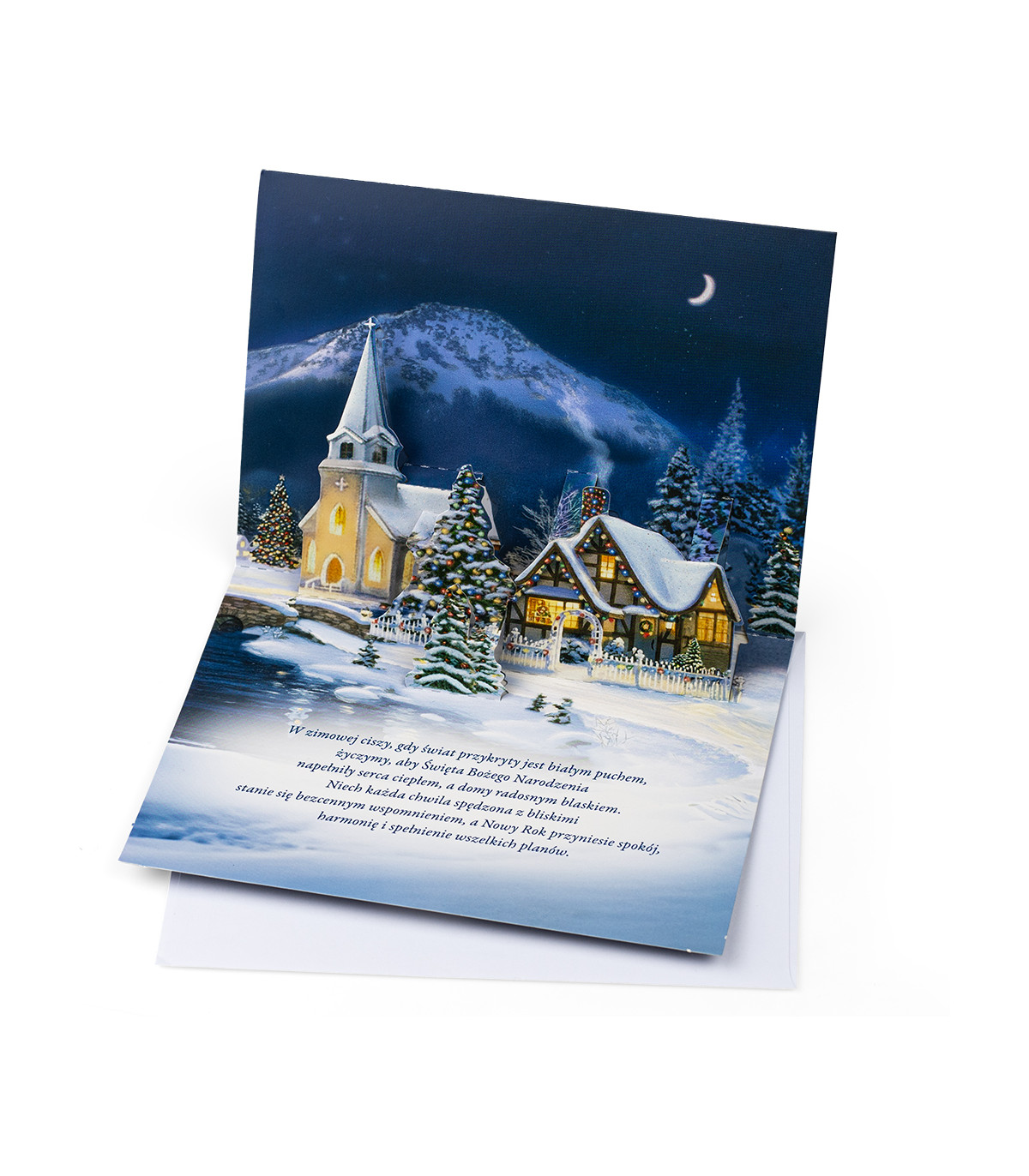 Kartka świąteczna przestrzenna 3D pejzaż zimowy NNP8