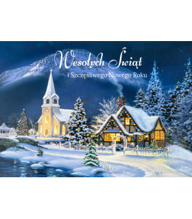 Kartka świąteczna przestrzenna 3D pejzaż zimowy NNP8