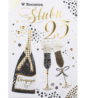 Kartka z okazji 25 rocznicy Ślubu Srebrne Gody zdobiona cyrkoniami M890