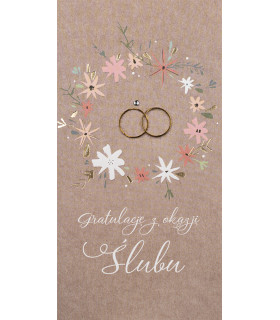 Kartka na Ślub zdobiona złoceniami i cyrkonią eco 6M298