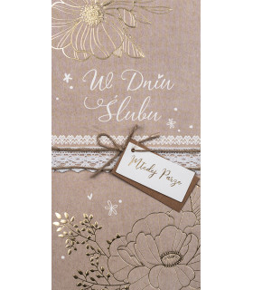Kartka na Ślub pięknie zdobiona, vintage 6M303