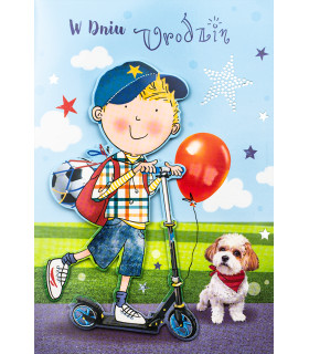 Kartka na urodziny dla chłopca, przestrzenna 3D M1038