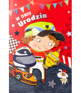 Kartka urodzinowa dla chłopca, przestrzenna 3D M1035