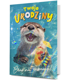 Kartka urodzinowa zdobiona folią holograficzną Holo34