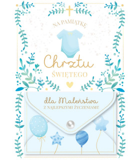 Kartka na Chrzest dla Chłopca, z kopertką na prezent DK1292