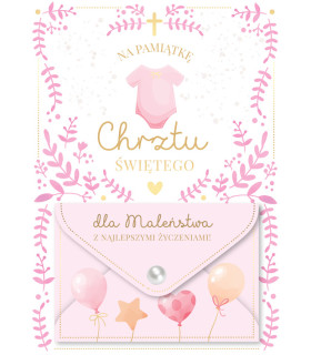 Kartka na Chrzest dla Dziewczynki, z kopertką na prezent DK1293