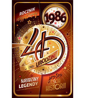 Kartka na 40 urodziny dla urodzonych w 1986 r ABCR28