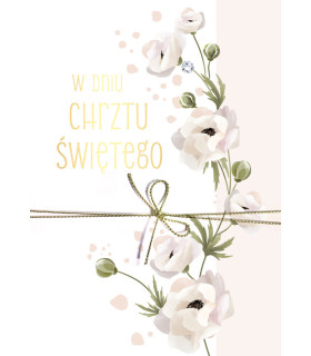 Kartka, Pamiątka na Chrzest z życzeniami pięknie zdobiona DK1385