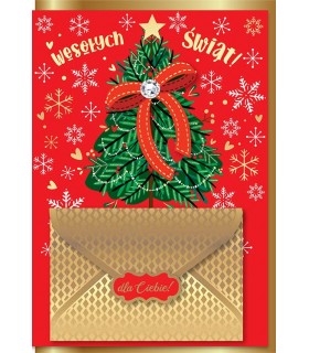 Kartka świąteczna z Choinką, z kopertką na prezent DK1207