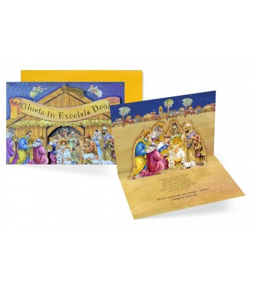 Kartka świąteczna Szopka pięknie zdobiona 3D PCPU11