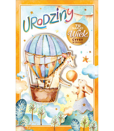 Kartka na urodziny dziecka z cyframi do naklejenia wieku ABCR20