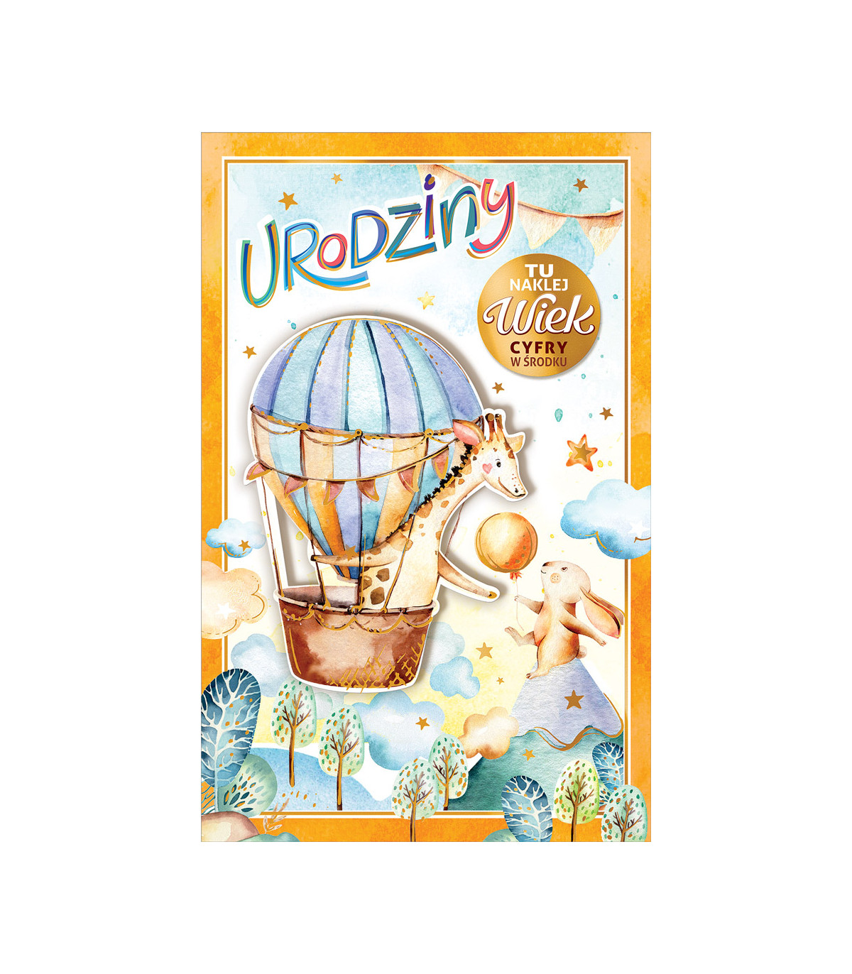 Kartka na urodziny dziecka z cyframi do naklejenia wieku ABCR20