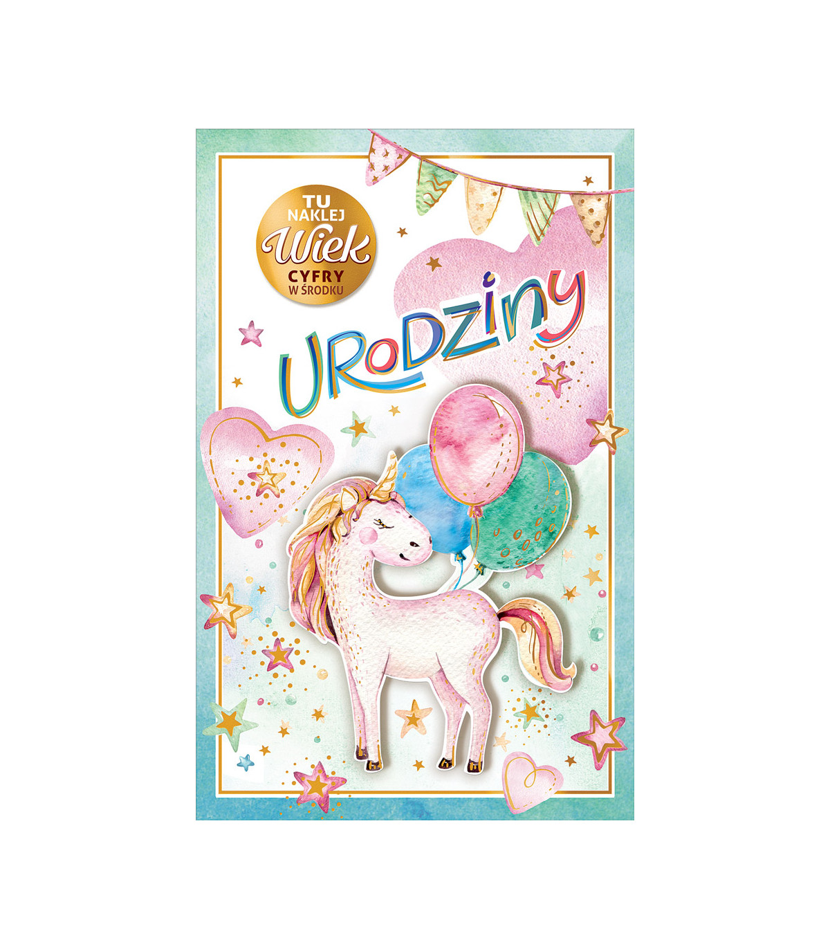 Kartka urodzinowa dla Dziewczynki z cyframi do naklejenia wieku ABCR17