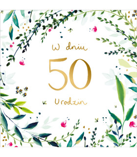 Kartka na 50 urodziny artystyczna ilustracja KWL35