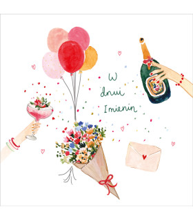 Kartka imieninowa zabawna, artystyczna ilustracja KWL42