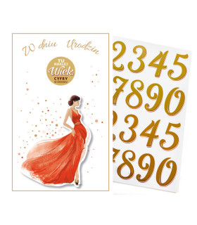 Kartka urodzinowa dla Przyjaciółki z cyframi do naklejenia wieku ABCR15