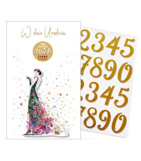 Kartka urodzinowa dla Kobiety z cyframi do naklejenia wieku ABCR16