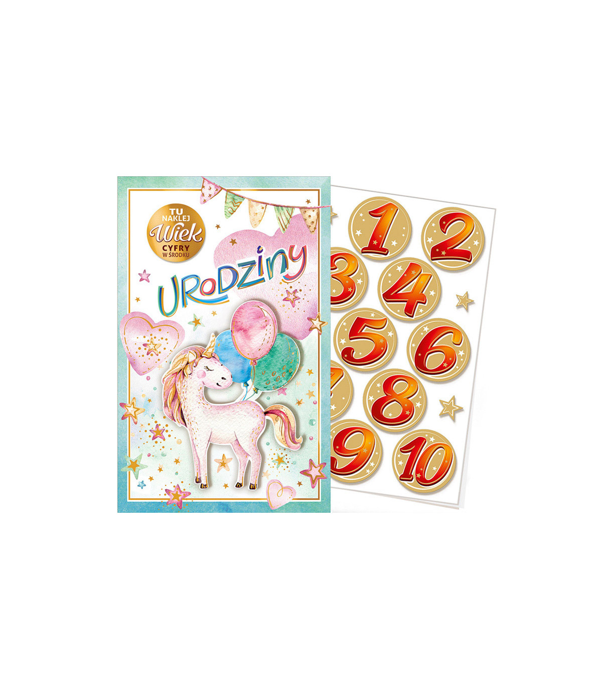 Kartka urodzinowa dla Dziewczynki z cyframi do naklejenia wieku ABCR17