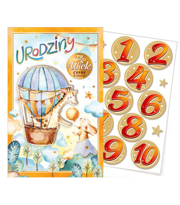 Kartka na urodziny dziecka z cyframi do naklejenia wieku ABCR20